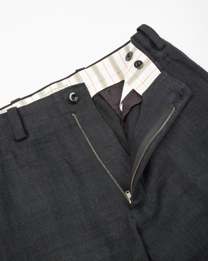 Gorsch Round Yoke Thick Linen Trousers - Black - Standard & Strange