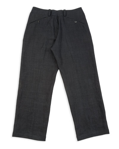 Gorsch Round Yoke Thick Linen Trousers - Black - Standard & Strange