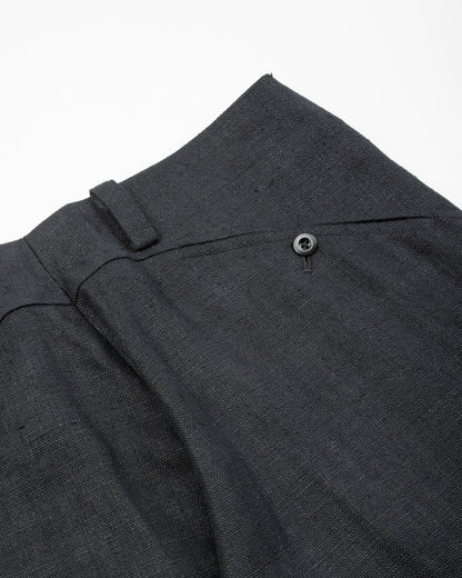 Gorsch Round Yoke Thick Linen Trousers - Black - Standard & Strange