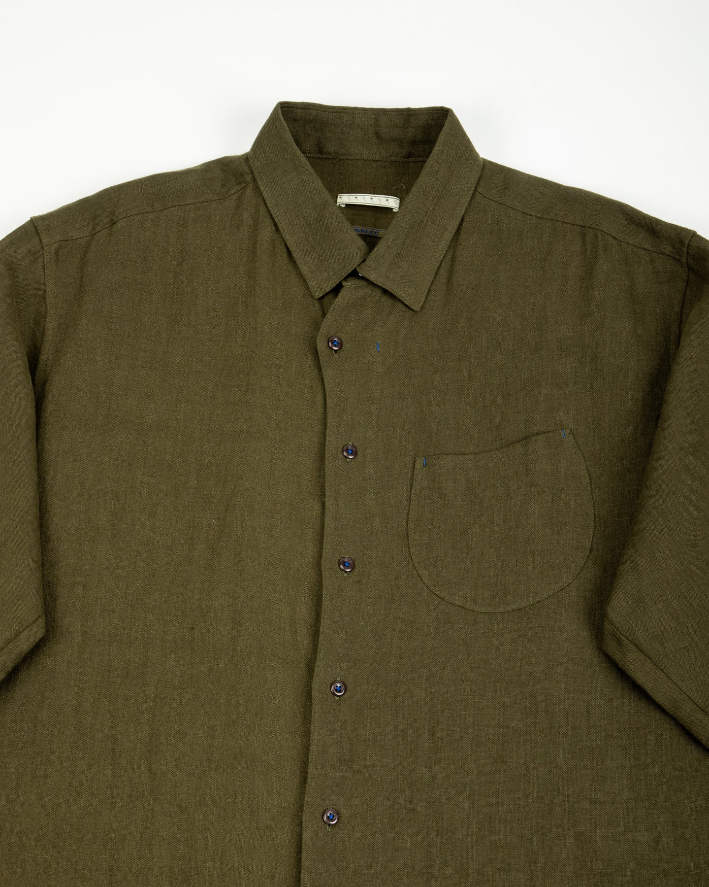 Gorsch Wide Silhouette Collar Shirt - Khaki Green French Linen - Standard & Strange