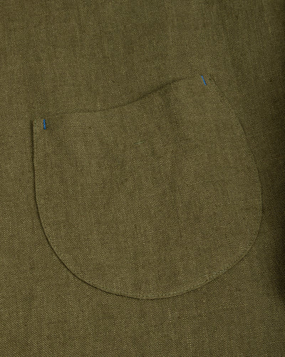 Gorsch Wide Silhouette Collar Shirt - Khaki Green French Linen - Standard & Strange