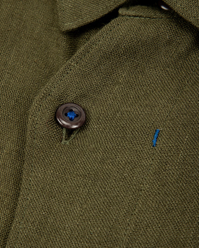 Gorsch Wide Silhouette Collar Shirt - Khaki Green French Linen - Standard & Strange