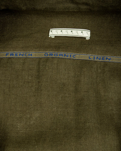Gorsch Wide Silhouette Collar Shirt - Khaki Green French Linen - Standard & Strange