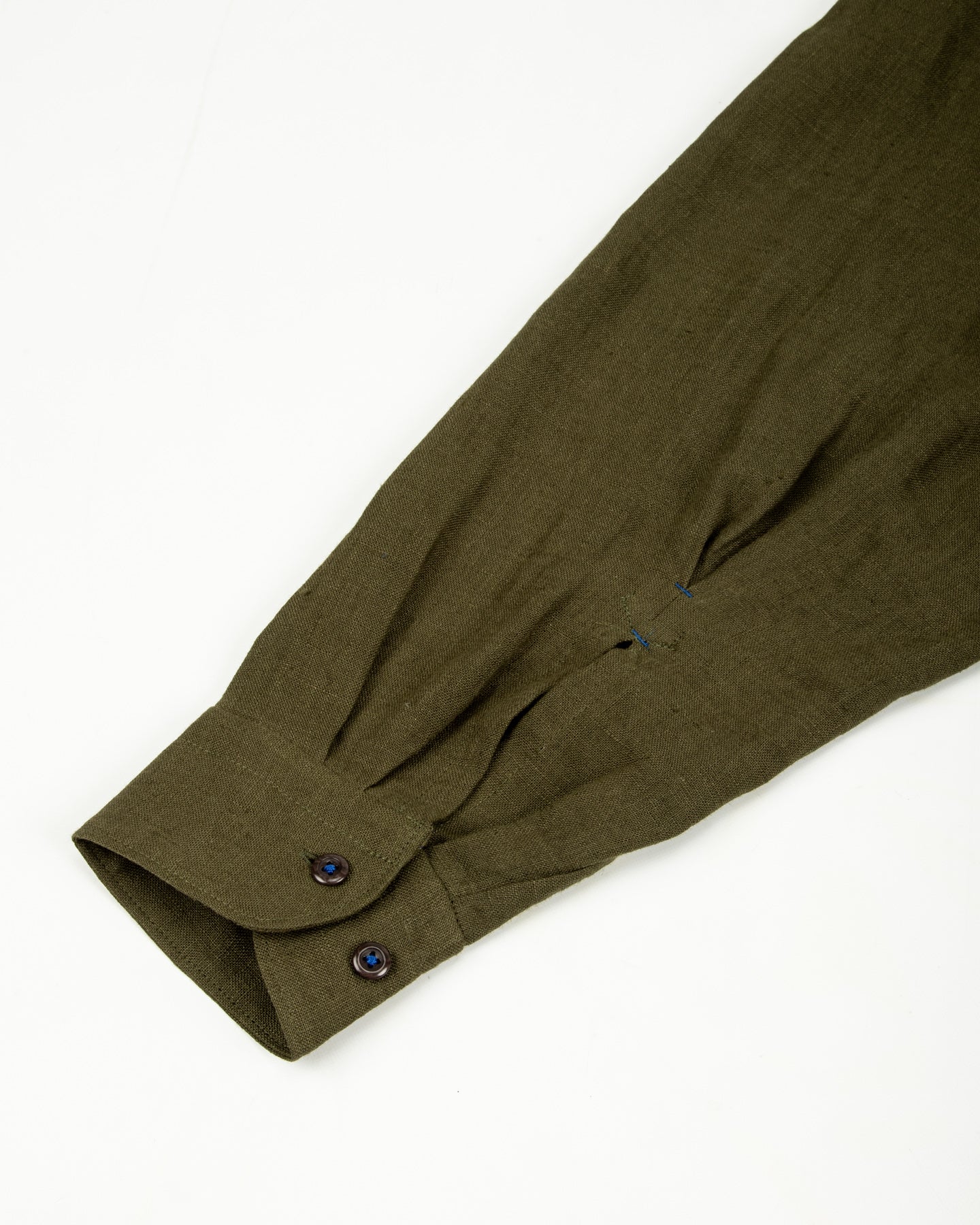 Gorsch Wide Silhouette Collar Shirt - Khaki Green French Linen - Standard & Strange