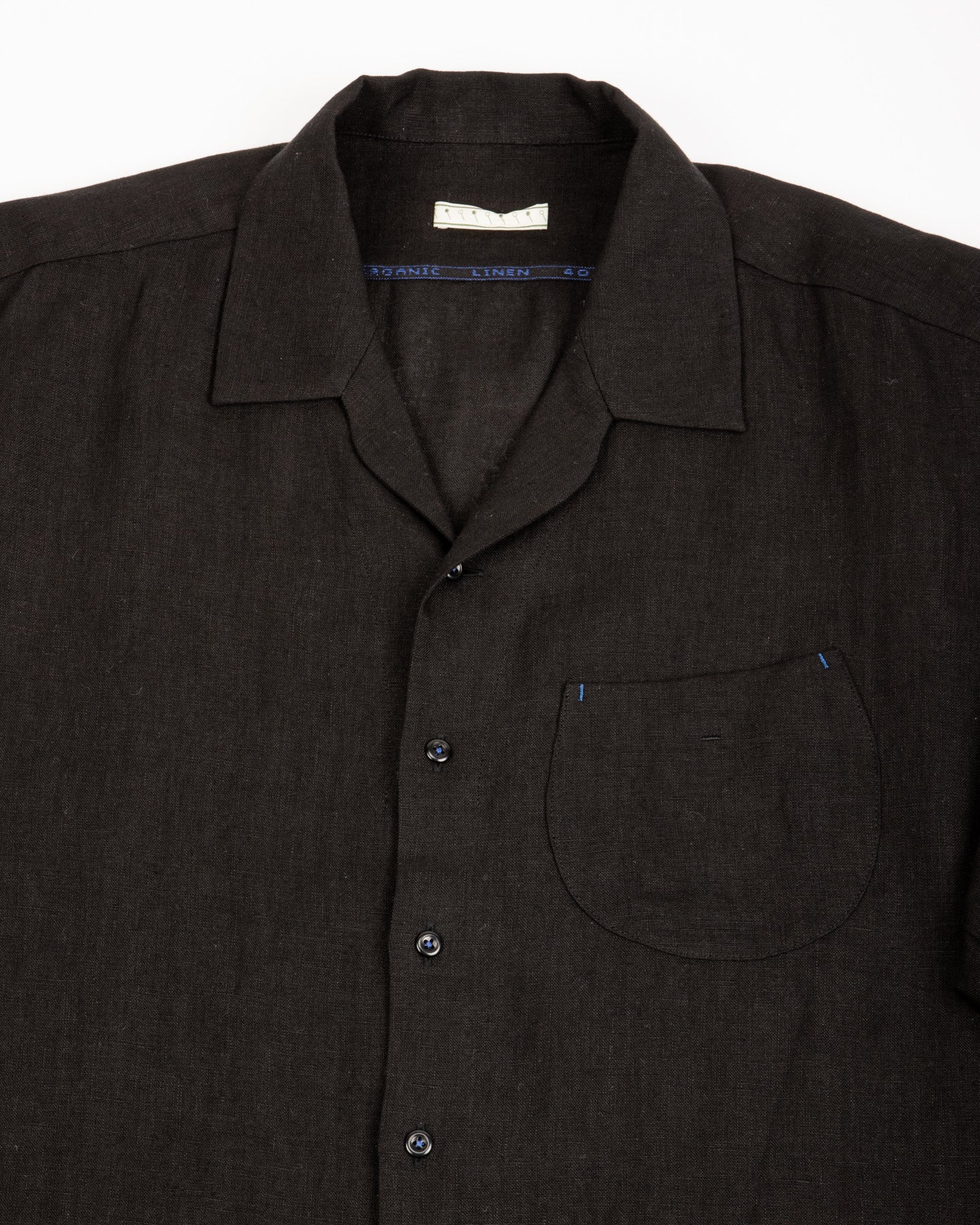 Gorsch Wide Silhouette Open Collar Shirt - Black French Linen - Standard & Strange