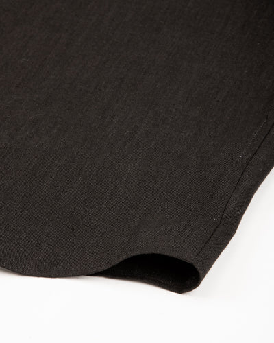 Gorsch Wide Silhouette Open Collar Shirt - Black French Linen - Standard & Strange
