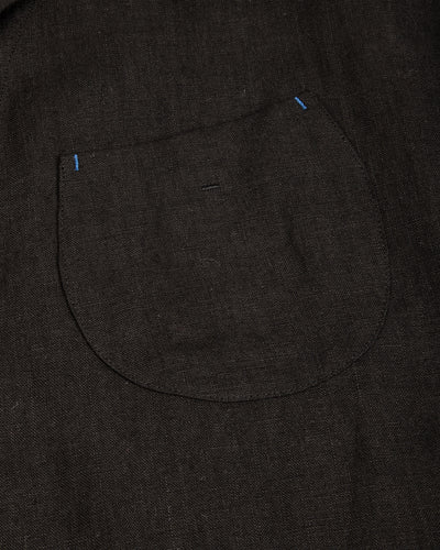 Gorsch Wide Silhouette Open Collar Shirt - Black French Linen - Standard & Strange