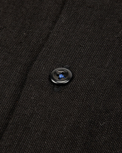 Gorsch Wide Silhouette Open Collar Shirt - Black French Linen - Standard & Strange