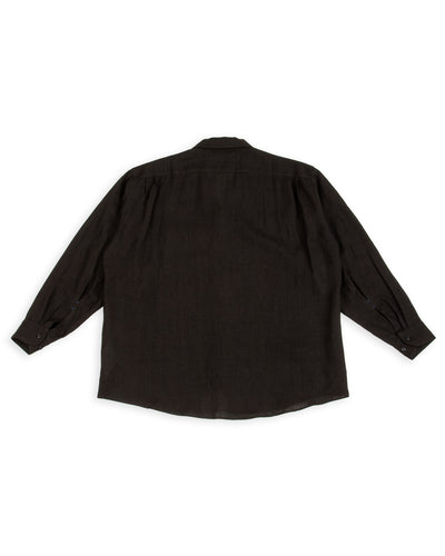 Gorsch Wide Silhouette Open Collar Shirt - Black French Linen - Standard & Strange