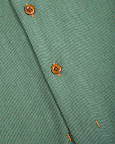 Gorsch Wide Silhouette Open Collar Shirt - Green Cotton Wool - Standard & Strange