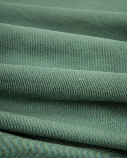 Gorsch Wide Silhouette Open Collar Shirt - Green Cotton Wool - Standard & Strange