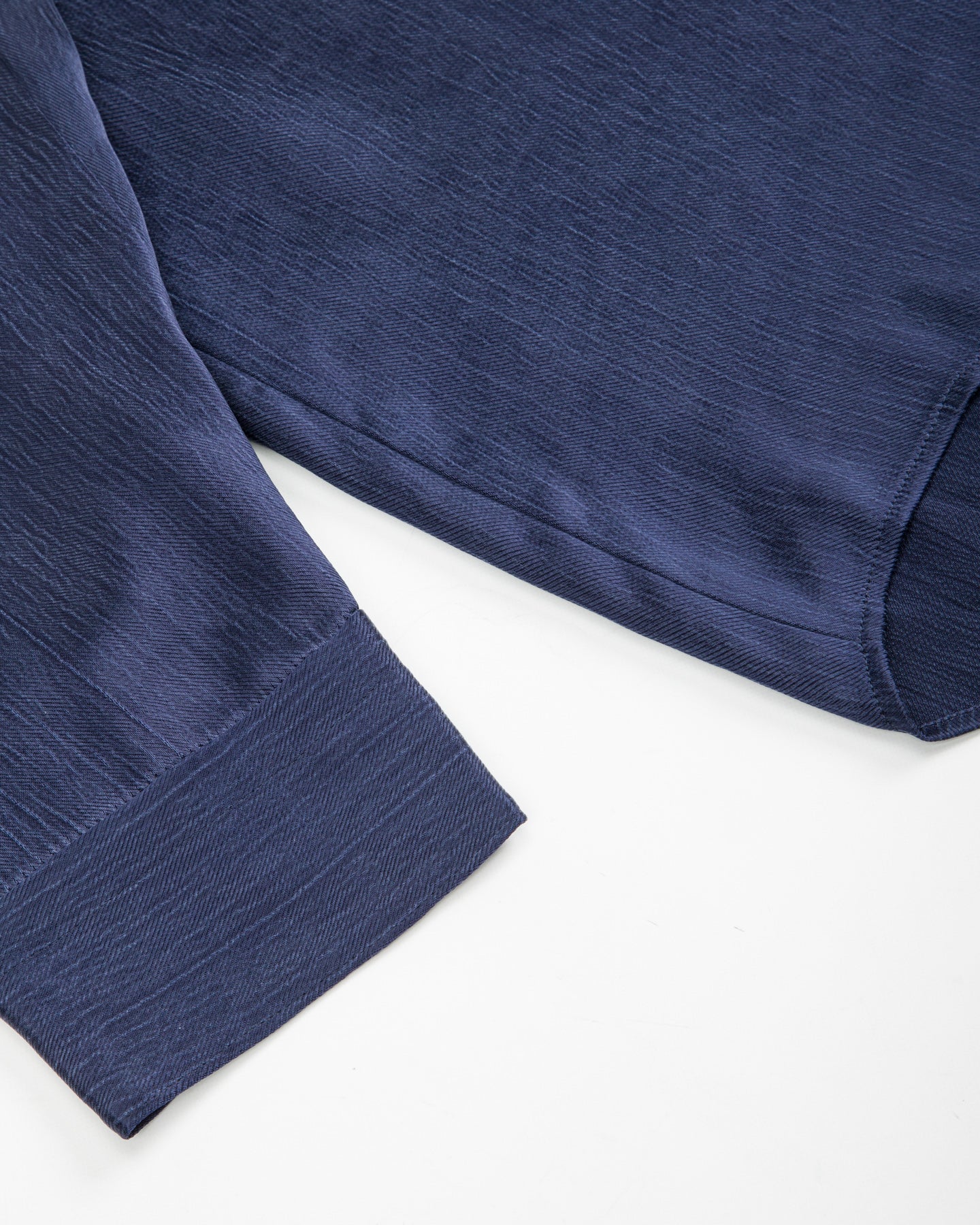 Gorsch Wide Silhouette Open Collar Shirt - Navy Satin Crinkle Cupra - Standard & Strange