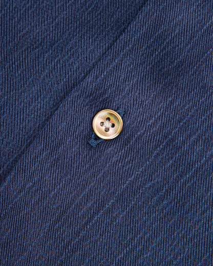 Gorsch Wide Silhouette Open Collar Shirt - Navy Satin Crinkle Cupra - Standard & Strange