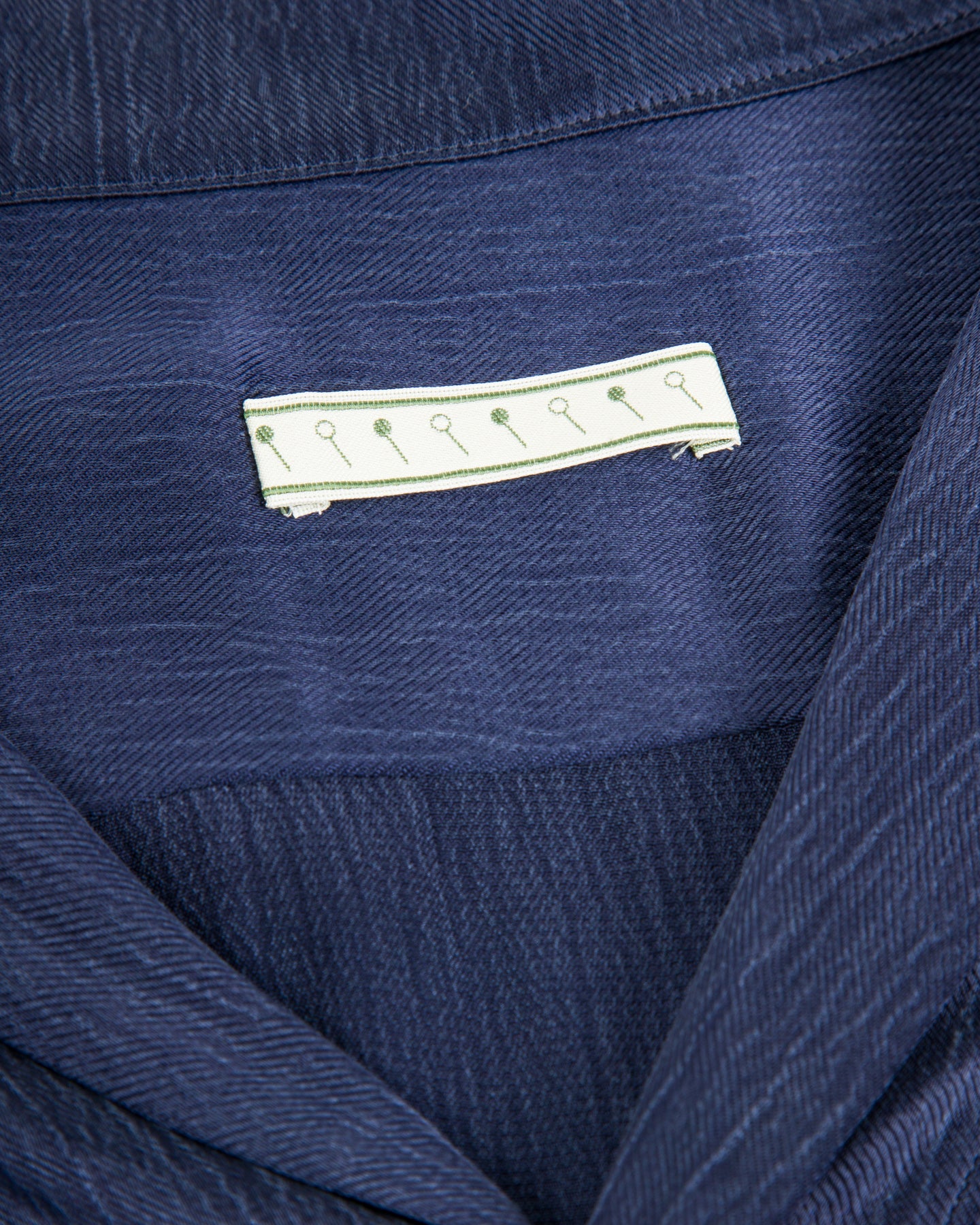 Wide Silhouette Open Collar Shirt - Navy Satin Crinkle Cupra