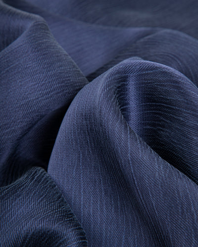 Gorsch Wide Silhouette Open Collar Shirt - Navy Satin Crinkle Cupra - Standard & Strange