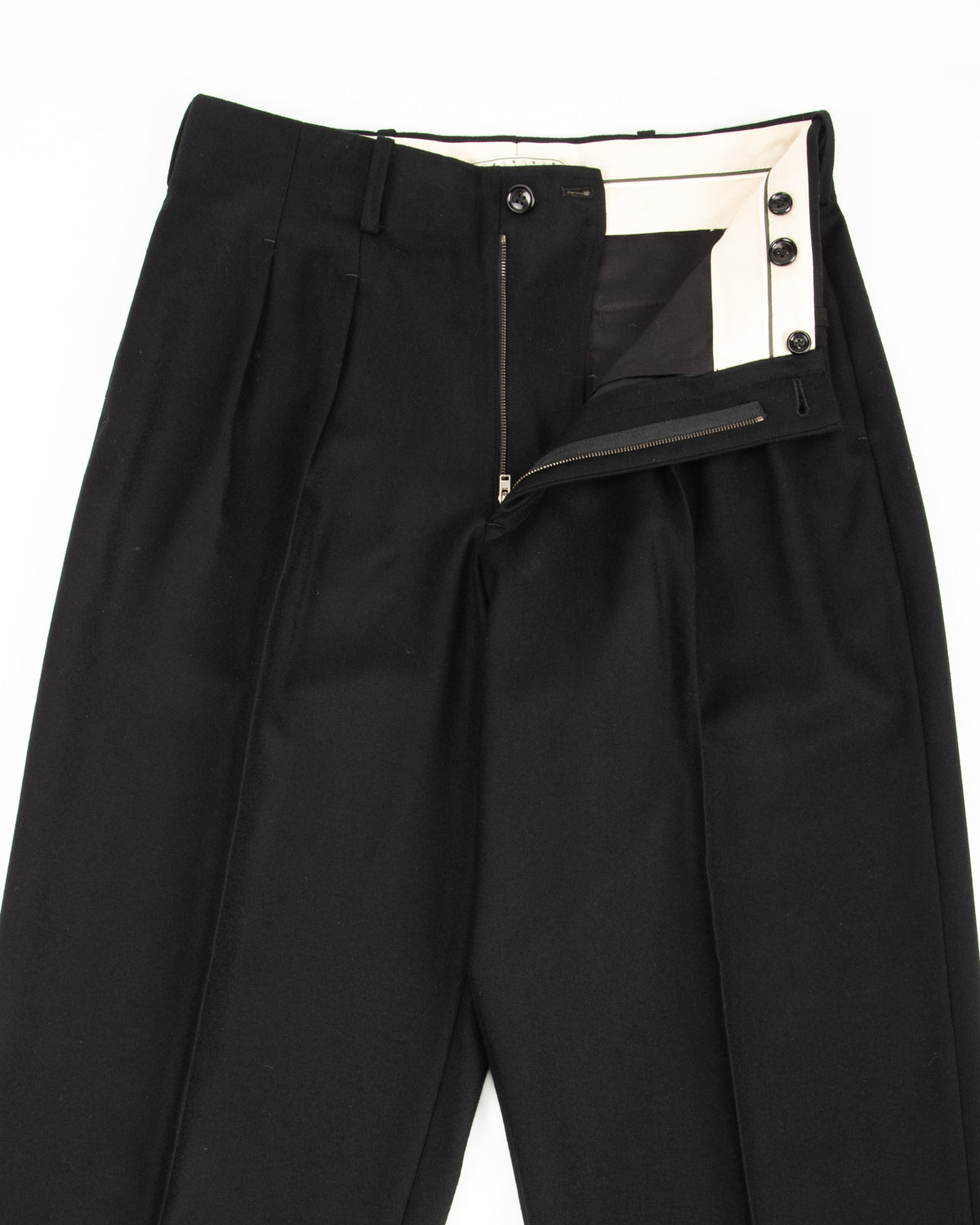Gorsch Wool Two Tuck Trousers - Black Flannel - Standard & Strange