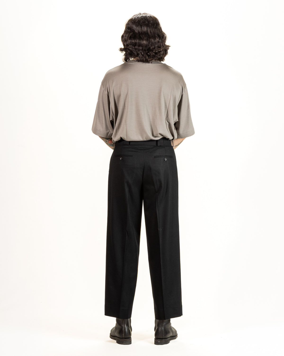 Gorsch Wool Two Tuck Trousers - Black Flannel - Standard & Strange