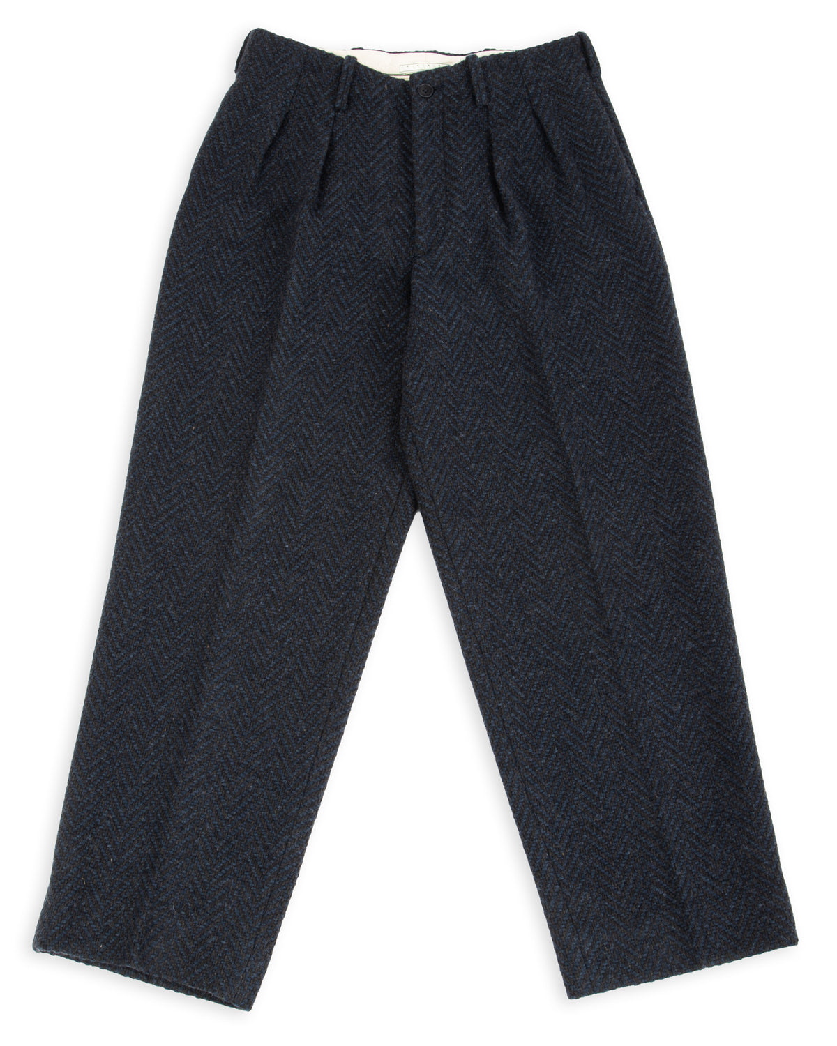 Gorsch Wool Two Tuck Trousers - Navy Dynamic Herringbone - Standard & Strange