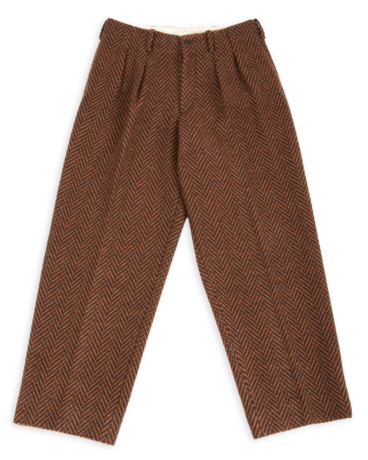 Gorsch Wool Two Tuck Trousers - Terracotta Dynamic Herringbone - Standard & Strange