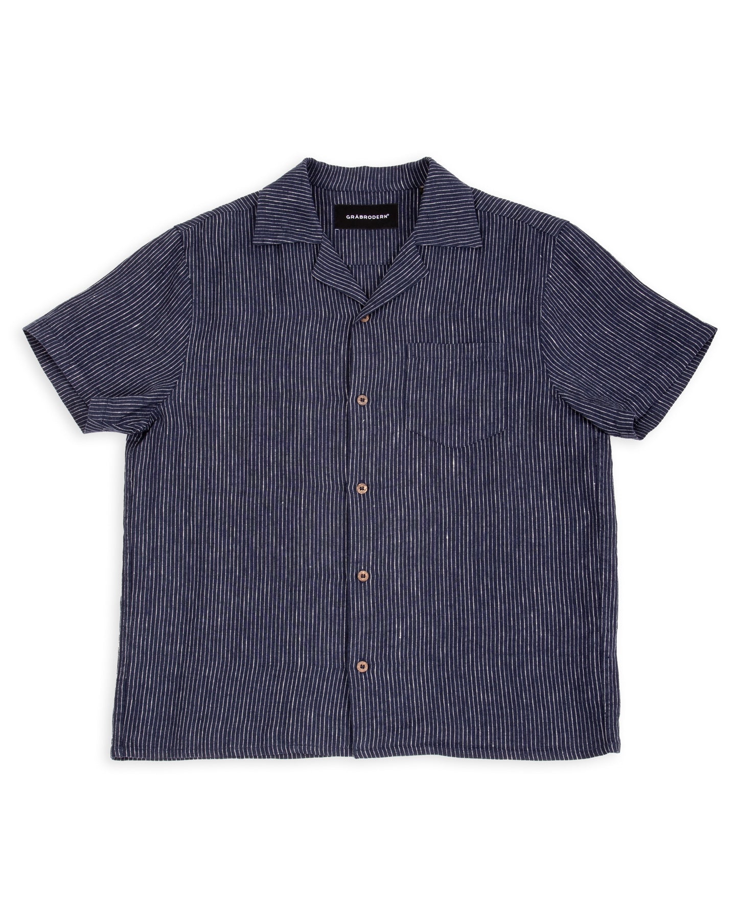 Fröjel Short Sleeve Linen Shirt - Blue w/ Dots