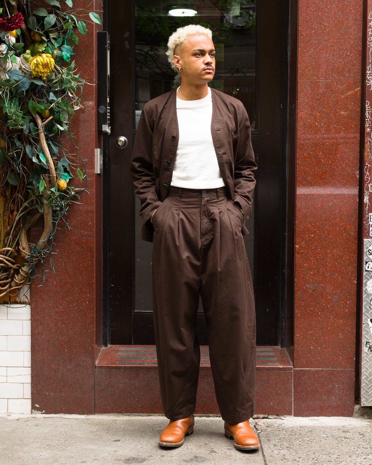 Hansen Andrew Wide Cut Trousers - Coffee Drill - Standard & Strange