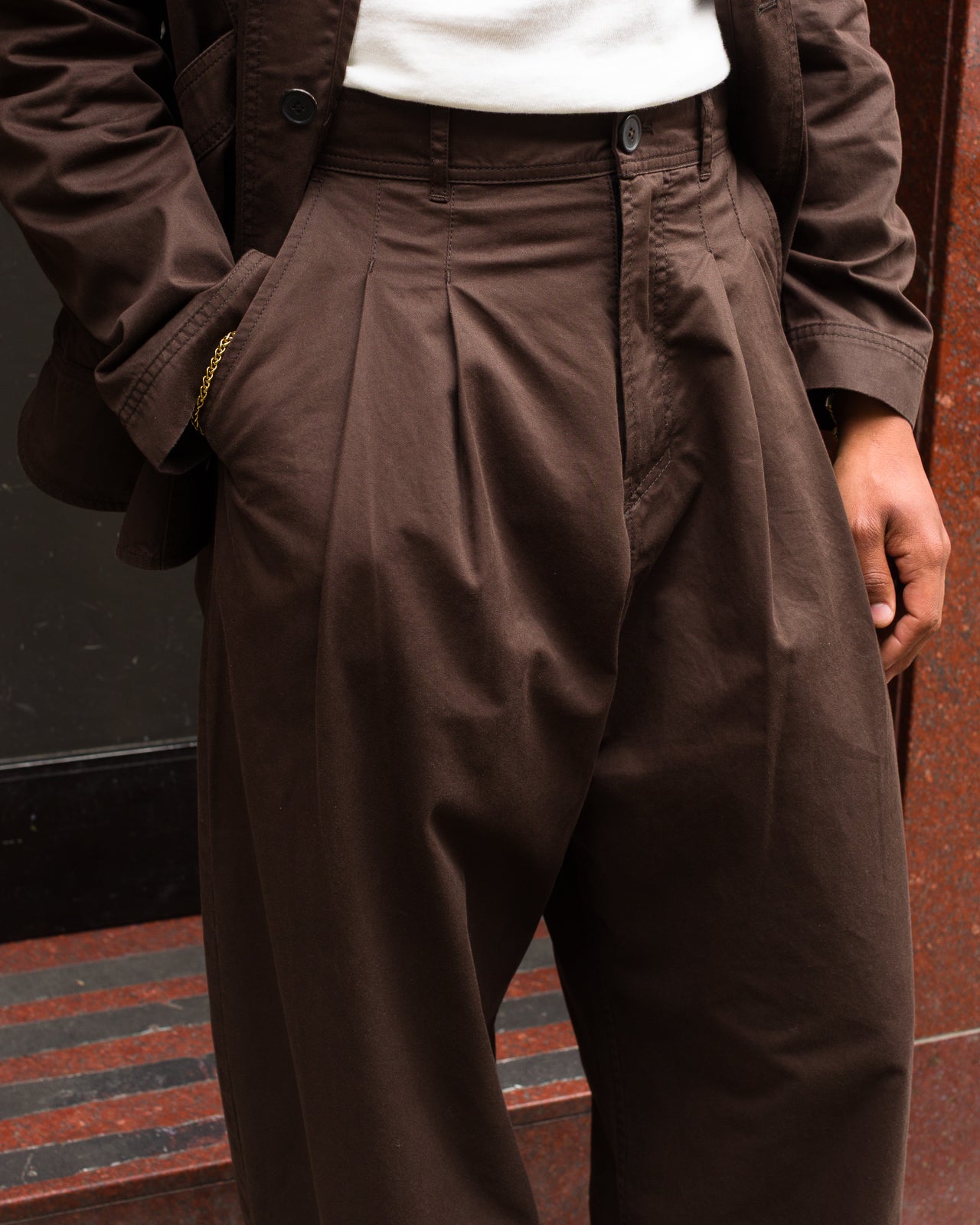 Hansen Andrew Wide Cut Trousers - Coffee Drill - Standard & Strange