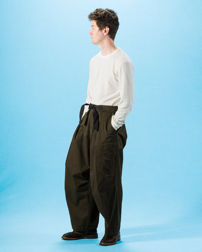 Hansen Benny Super Wide Balloon Trouser - Olive Drill - Standard & Strange