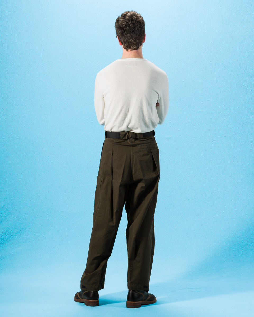 Hansen Benny Super Wide Balloon Trouser - Olive Drill - Standard & Strange