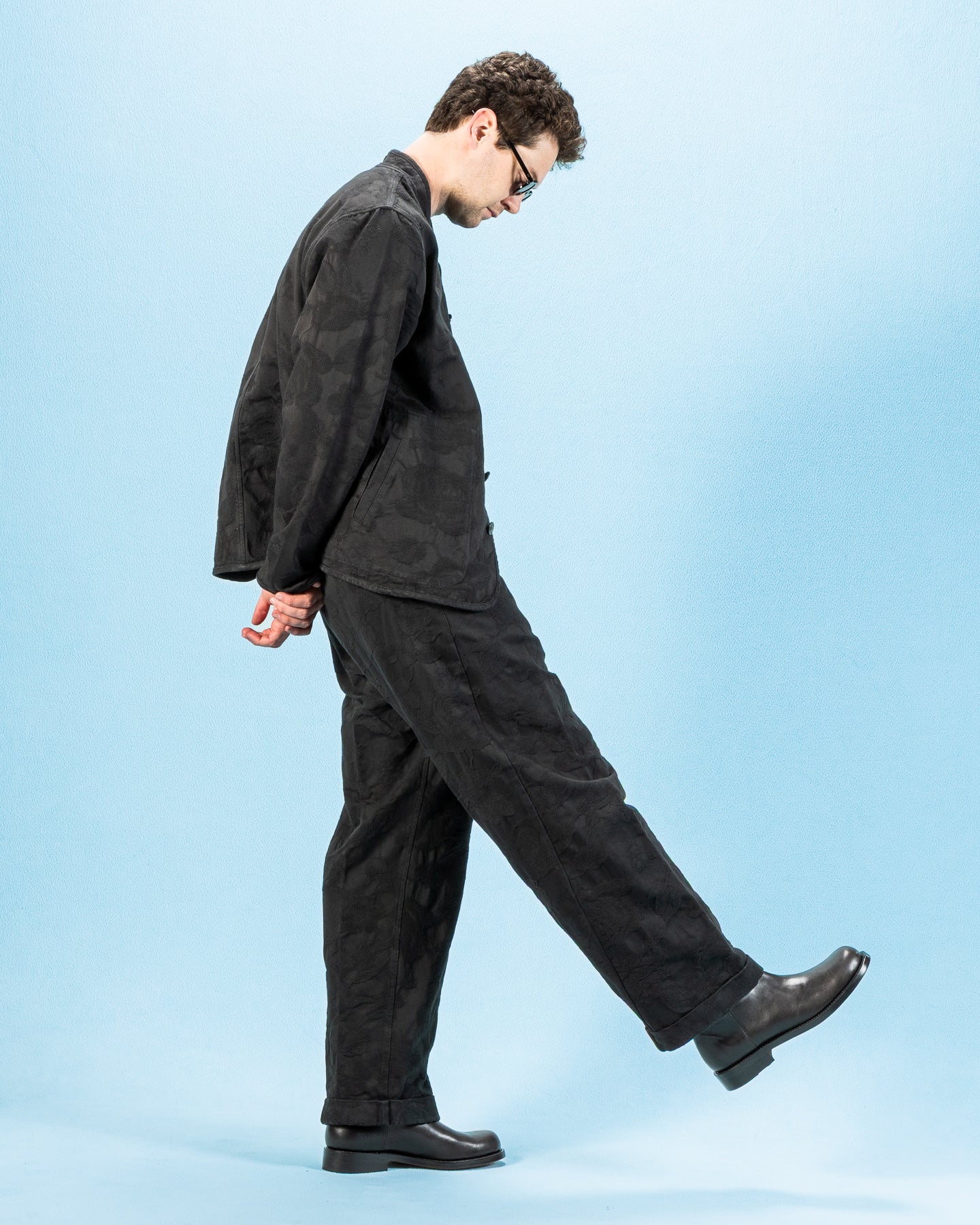 Hansen Bobby Wide Pleated Trousers - Black Flowers - Standard & Strange