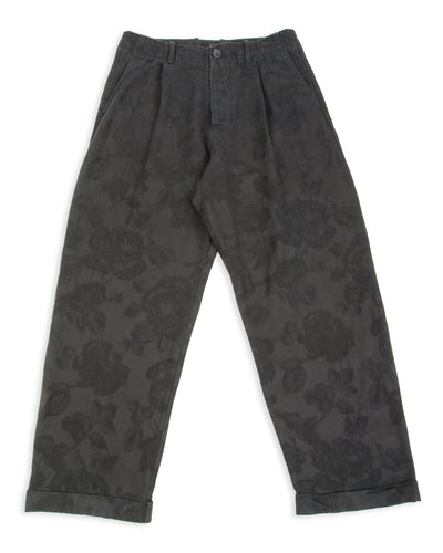 Hansen Bobby Wide Pleated Trousers - Black Flowers - Standard & Strange