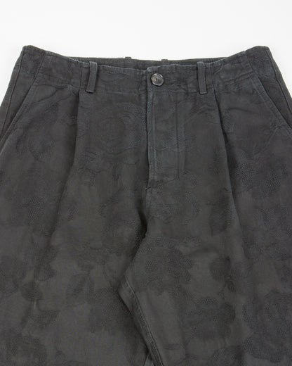 Hansen Bobby Wide Pleated Trousers - Black Flowers - Standard & Strange