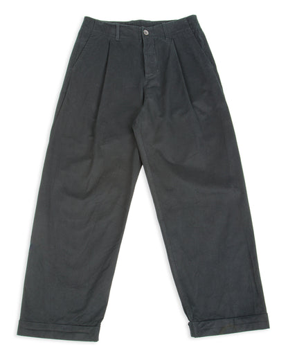 Hansen Bobby Wide Pleated Trousers - Black Gabardine - Standard & Strange