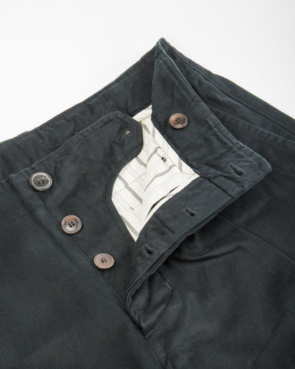 Hansen Bobby Wide Pleated Trousers - Black Gabardine - Standard & Strange