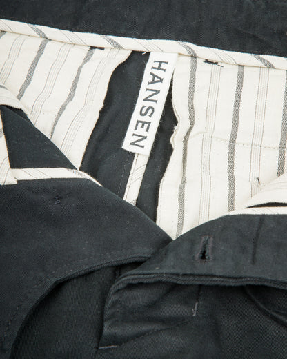 Hansen Bobby Wide Pleated Trousers - Black Gabardine - Standard & Strange