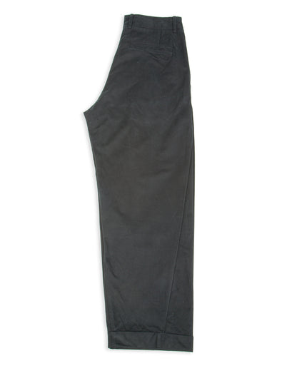 Hansen Bobby Wide Pleated Trousers - Black Gabardine - Standard & Strange