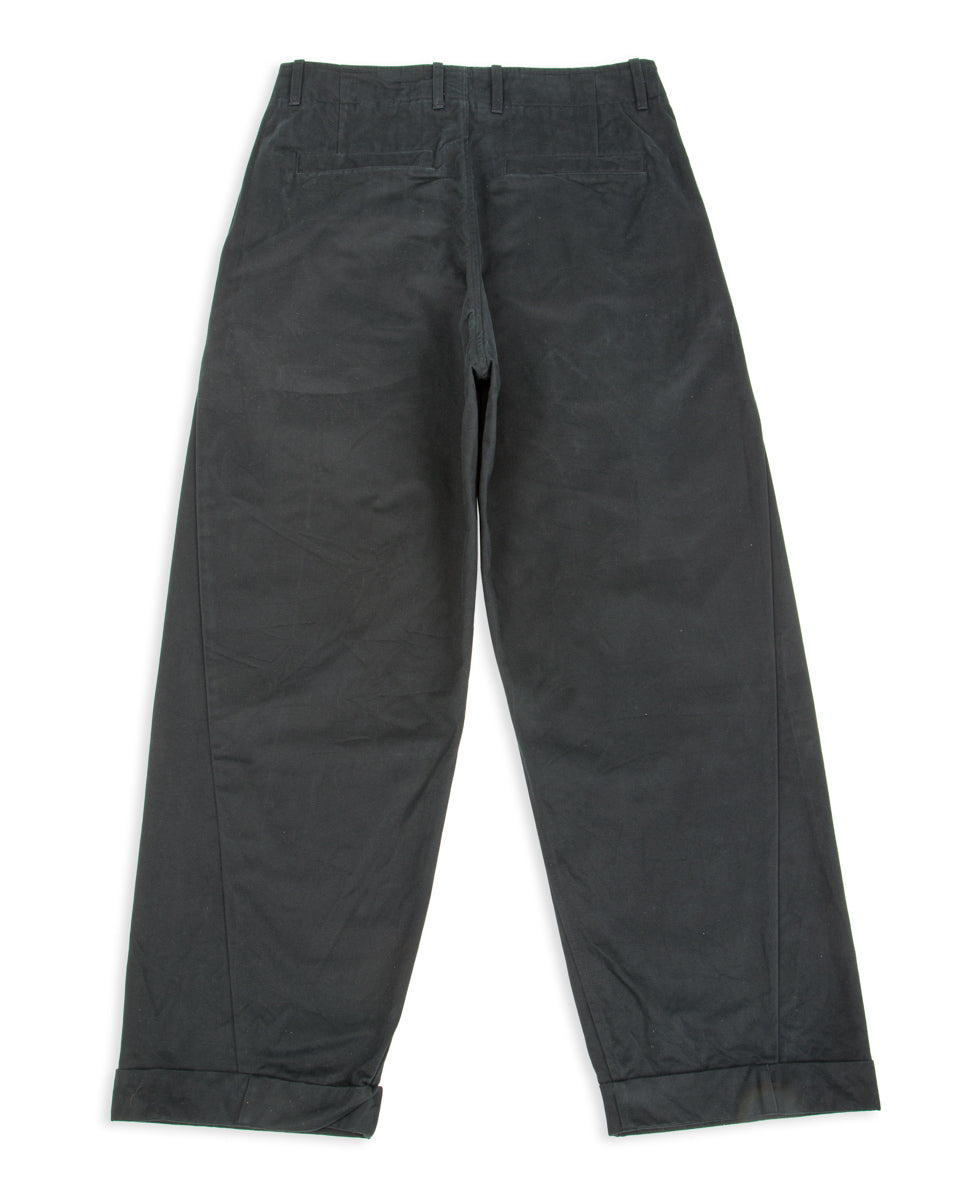 Hansen Bobby Wide Pleated Trousers - Black Gabardine - Standard & Strange