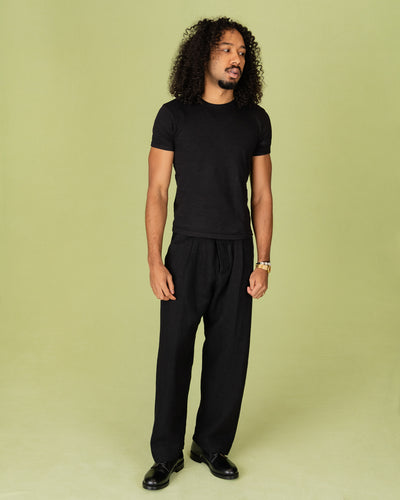 Hansen Bobby Wide Pleated Trousers - Black Gauze - Standard & Strange