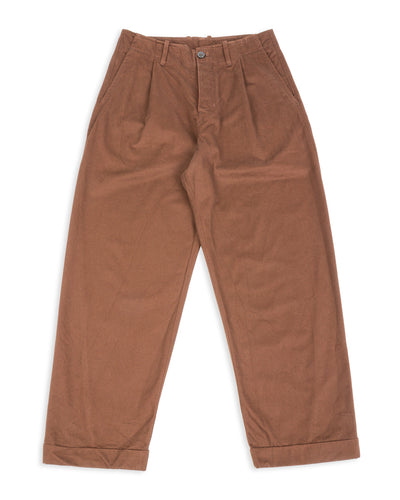 Hansen Bobby Wide Pleated Trousers - Chestnut Gabardine - Standard & Strange