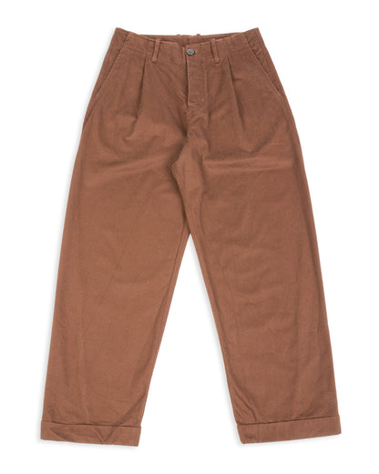 Hansen Bobby Wide Pleated Trousers - Chestnut Gabardine - Standard & Strange