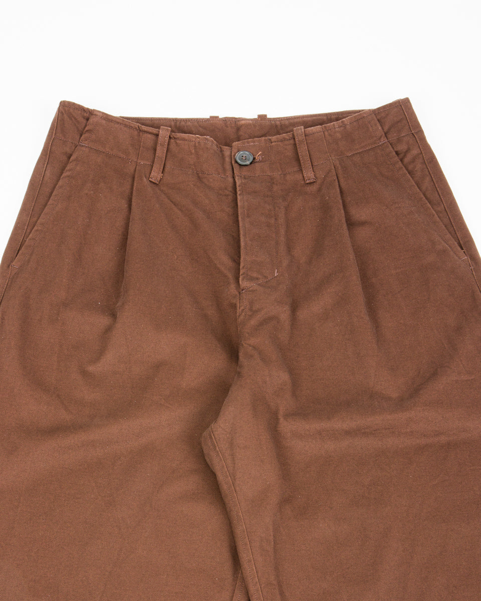 Hansen Bobby Wide Pleated Trousers - Chestnut Gabardine - Standard & Strange