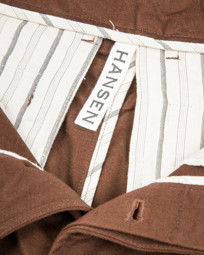 Hansen Bobby Wide Pleated Trousers - Chestnut Gabardine - Standard & Strange