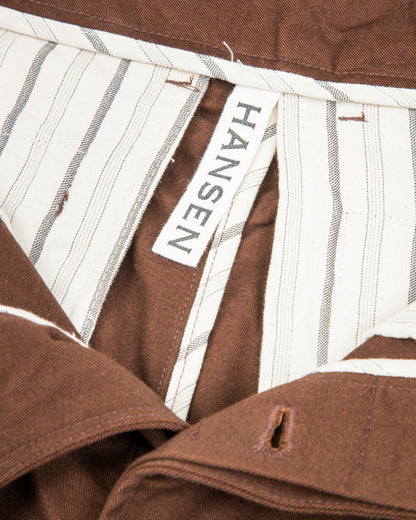 Hansen Bobby Wide Pleated Trousers - Chestnut Gabardine - Standard & Strange