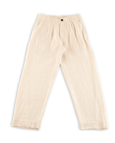 Hansen Bobby Wide Pleated Trousers - Off White Gauze - Standard & Strange