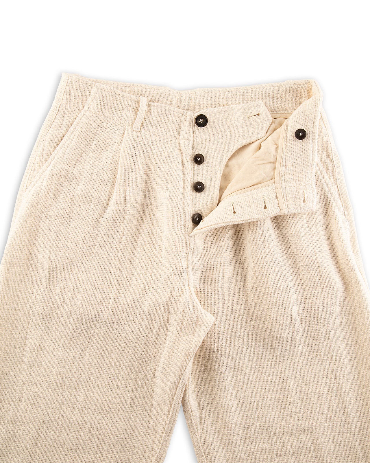 Hansen Bobby Wide Pleated Trousers - Off White Gauze - Standard & Strange