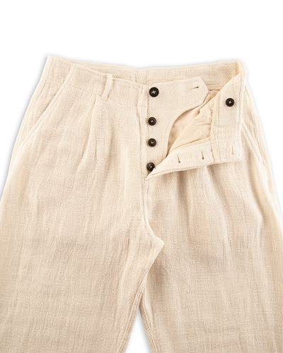 Hansen Bobby Wide Pleated Trousers - Off White Gauze - Standard & Strange