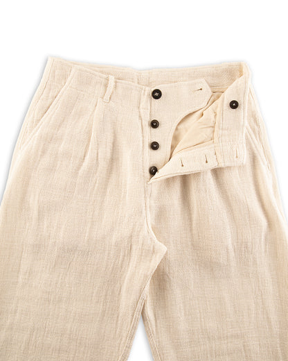 Hansen Bobby Wide Pleated Trousers - Off White Gauze - Standard & Strange