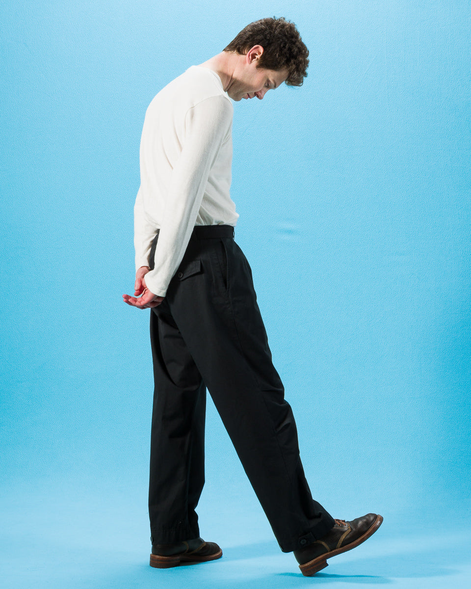 Hansen Karlo Wide Pleated Trouser - Black Drill - Standard & Strange