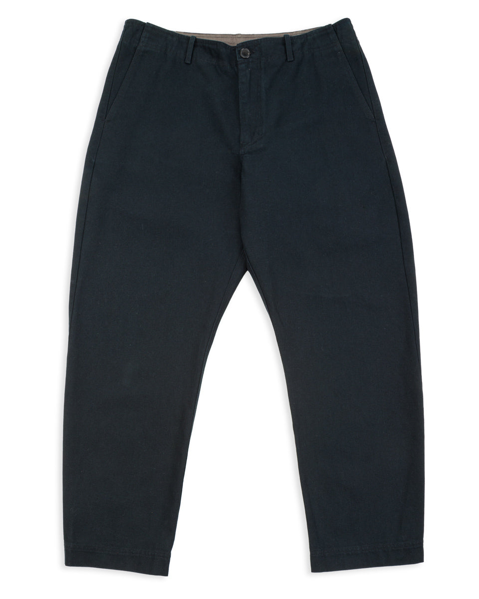 Hansen Trygve Wide Cut Cropped Trouser - Black Canvas - Standard & Strange