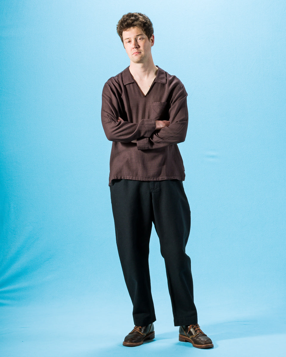 Hansen Trygve Wide Cut Cropped Trouser - Black Canvas - Standard & Strange