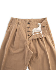 Hansen Bobby Wide Pleated Trousers - Beige Brushed Cotton Drill - Standard & Strange